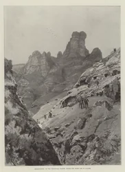 Drakensberg, na fronteira Transvaal, onde os Boers estão em Laager